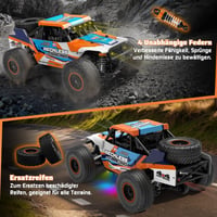 PENGBU RC Távirányítós Terepjáró Autó 32 km/h - 4WD Monster Truck 7 Színű LED Világítással, Pótkerekekkel, 10+ Éves Gyerekeknek és Felnőttek 7