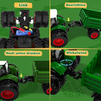 PENGBU RC Távirányítós Traktor Játék Utánfutóval és Világítással, 2.4GHz Távirányító, 3-10 Éves Gyerekeknek, Fejlesztő Játék 5