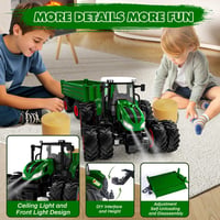 PENGBU RC Távirányítós Traktor Játék Utánfutóval és Világítással, 2.4GHz Távirányító, 3-10 Éves Gyerekeknek, Fejlesztő Játék 2