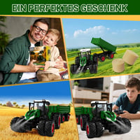 PENGBU RC Távirányítós Traktor Játék Utánfutóval és Világítással, 2.4GHz Távirányító, 3-10 Éves Gyerekeknek, Fejlesztő Játék 8