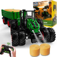 PENGBU RC Távirányítós Traktor Játék Utánfutóval és Világítással, 2.4GHz Távirányító, 3-10 Éves Gyerekeknek, Fejlesztő Játék 1