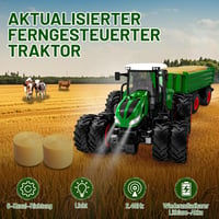 PENGBU RC Távirányítós Traktor Játék Utánfutóval és Világítással, 2.4GHz Távirányító, 3-10 Éves Gyerekeknek, Fejlesztő Játék 7