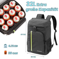 Rucsac Termoizolant PENGDA 30L - Geantă de Picnic Izolată, Rucsac Ultraușor și Impermeabil pentru Bărbați și Femei, pentru Camping, Grătar, Drumeții și Picnic, Negru 2