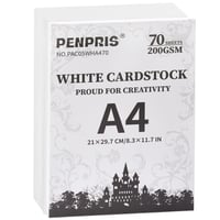 PENPRIS Carton alb A4 200g/m², pachet de 70 de coli, hârtie groasă pentru desen, artizanat și imprimare 1