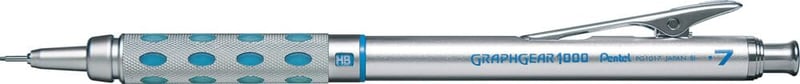 Pentel GraphGear 1000 mechanická ceruzka 0,7 mm – PG1017C telo z nehrdzavejúcej ocele, indikátor tvrdosti tuhy, dvojitá úchopová zóna