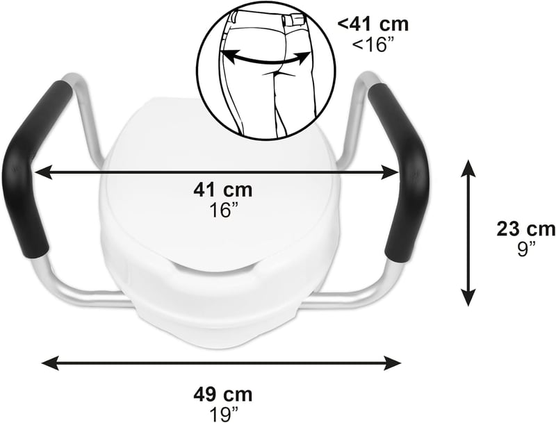 PEPE Mobility 10 cm-es WC-ülőke karfával és fedéllel, fehér