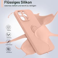 Husă din silicon Pepmune pentru iPhone 14 Pro Max cu inel de susținere, roz 7