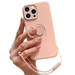 Silikónový kryt Pepmune pre iPhone 14 Pro Max s prstencovým stojanom, ružový