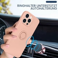 Husă din silicon Pepmune pentru iPhone 14 Pro Max cu inel de susținere, roz 5