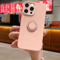 Husă din silicon Pepmune pentru iPhone 14 Pro Max cu inel de susținere, roz 2