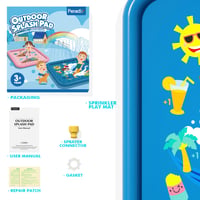Peradix Splash Pad 170 cm detská vodná hracia podložka, protišmykový záhradný zavlažovač, modrá, detský bazén s rozprašovačom na párty 8