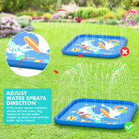 Peradix Splash Pad 170 cm detská vodná hracia podložka, protišmykový záhradný zavlažovač, modrá, detský bazén s rozprašovačom na párty 7