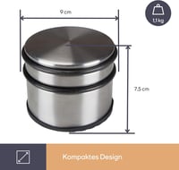 Perel rozsdamentes acél ajtótartó 9 cm átmérő 7,5 cm magas 1,1 kg 6