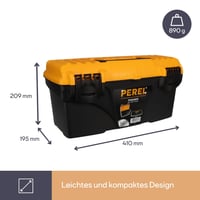Kufor na náradie Perel 16,7 l s vyberateľnou priehradkou, z polypropylénu, so sklopnou rukoväťou a zámkom, 41 x 20,9 x 19,5 cm 6