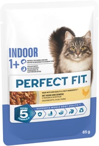 Perfect Fit Indoor 1+ Hrană umedă pentru pisici, Pliculețe 12 x 85 g, Pui și Legume în Sos – Pachet de 12 bucăți 2