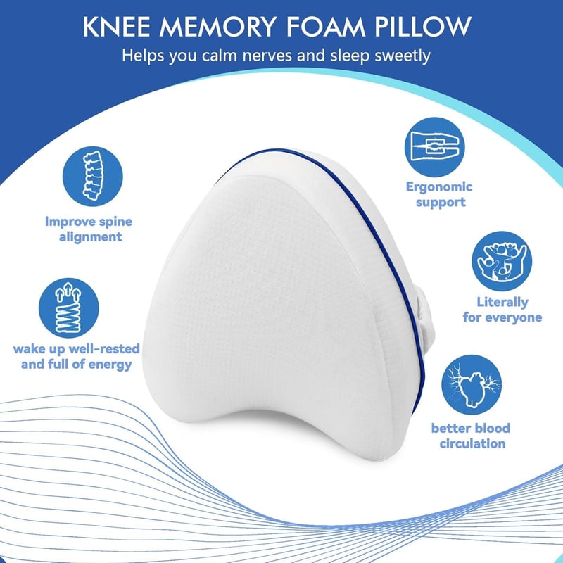 Perffi Térdpárna Oldalfekvőknek, Ortopéd Lábpárna Memory Foam Habból, Ergonomikus Pozicionáló Párna Fájdalommentes Alváshoz
