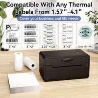 Termálna tlačiareň štítkov PeriPage Bluetooth, bezdrôtová tlačiareň prepravných štítkov 4x6, kompatibilná s iPhone, iPad, Android a Windows, podpora USPS, DHL, UPS 5