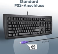 Perixx Periboard-107 PS2 Ergonomikus Billentyűzet QWERTZ, Fekete 3