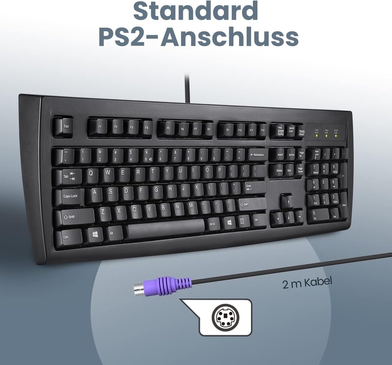 Perixx Periboard-107 PS2 Ergonomikus Billentyűzet QWERTZ, Fekete
