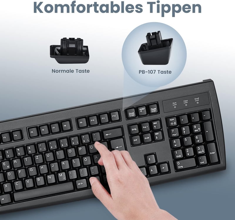 Perixx Periboard-107 PS2 Ergonomikus Billentyűzet QWERTZ, Fekete
