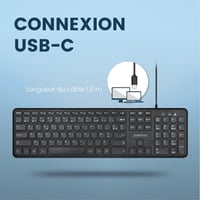 Perixx PERIBOARD-210C USB-C Vezetékes Billentyűzet AZERTY Fekete 5