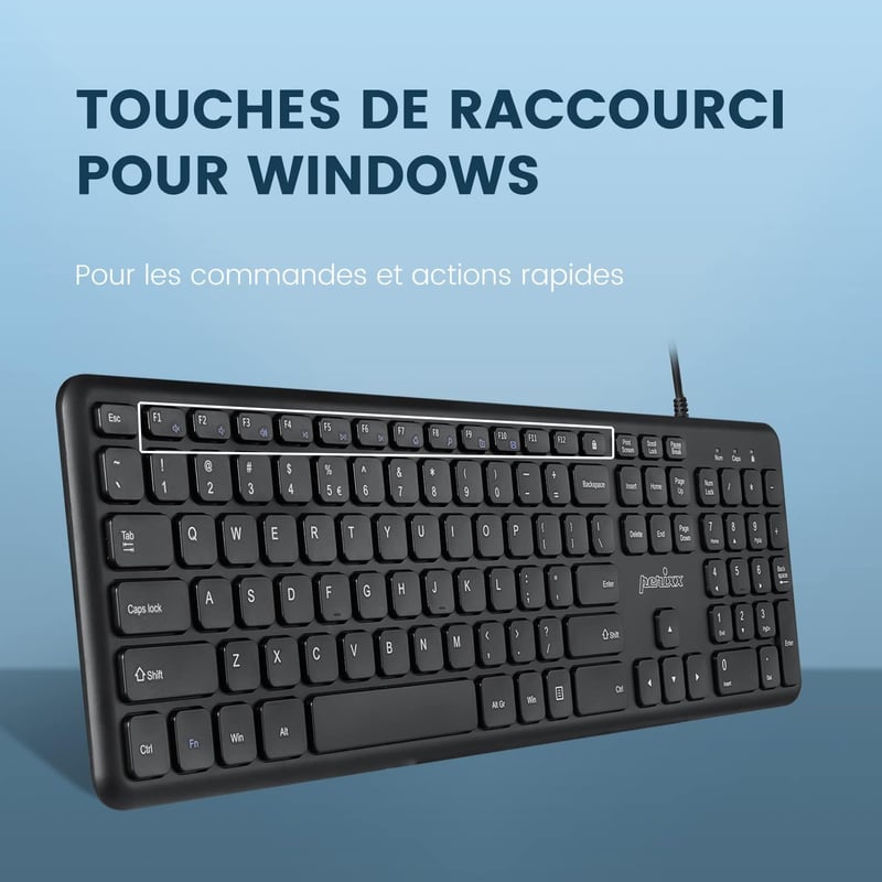 Perixx PERIBOARD-210C USB-C Vezetékes Billentyűzet AZERTY Fekete