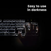 Káblová USB klávesnica Perixx PERIBOARD-317, biele LED podsvietenie, UK QWERTY – čierna 7