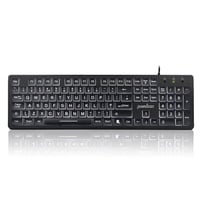 Káblová USB klávesnica Perixx PERIBOARD-317, biele LED podsvietenie, UK QWERTY – čierna 1
