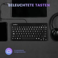 Perixx PERIBOARD-326BDE Vezetékes Mini USB Billentyűzet Fehér Háttérvilágítással 5