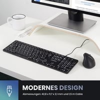 Perixx PERIBOARD-331 Vezetékes USB Billentyűzet, Vékony Dizájn, Nagy Betűs, Fehér Háttérvilágítás, Német Kiosztás 7