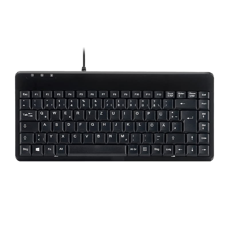 Perixx PERIBOARD-409 P Kompaktna Mini PS/2 Žičana Tipkovnica - Crna - QWERTZ Njemački Raspored - Kompatibilna sa sustavom Windows - 88 Tipki