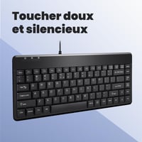Tastatură mini cu fir Perixx PERIBOARD-409U pentru Windows, USB, Negru, layout AZERTY 3