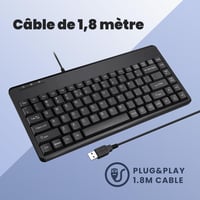 Tastatură mini cu fir Perixx PERIBOARD-409U pentru Windows, USB, Negru, layout AZERTY 4