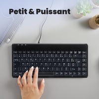 Tastatură mini cu fir Perixx PERIBOARD-409U pentru Windows, USB, Negru, layout AZERTY 2