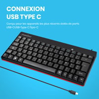 Kábová miniklávesnica Perixx PERIBOARD-422 FR USB-C – čierna, kompaktný dizajn, francúzske rozloženie 4