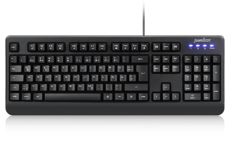Perixx PERIBOARD-517 Vodeodolná umývateľná USB klávesnica s numerickou časťou, IP65, QWERTZ, čierna, Windows