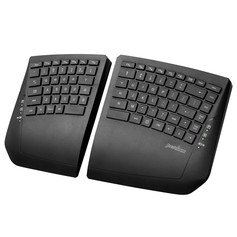Perixx PERIBOARD-624B Vezeték Nélküli Ergonomikus Split Billentyűzet Állítható Dőlésszöggel - Lapos Gombokkal - US Angol Kiosztás