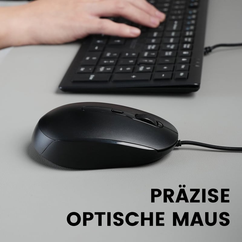 Perixx PERIDUO-117P PS/2 Vezetékes Billentyűzet-Egér Szett - Német QWERTZ Kiosztás - 3 Gombos Optikai Egérrel - 1,8m Kábel - Fekete - Window