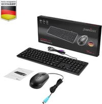 Perixx PERIDUO-117P PS/2 Vezetékes Billentyűzet-Egér Szett - Német QWERTZ Kiosztás - 3 Gombos Optikai Egérrel - 1,8m Kábel - Fekete - Window 7