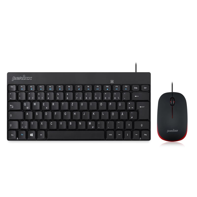 Perixx PERIDUO-212 USB tipkovnica + miš set, QWERTZ, njemački - crno/crvena