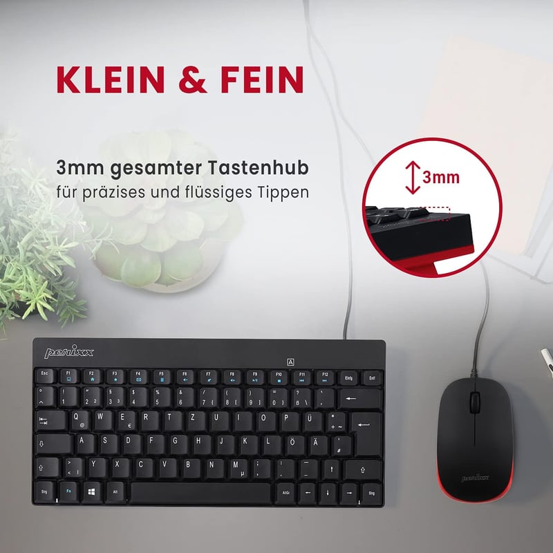 Perixx PERIDUO-212 USB Billentyűzet QWERTZ Német Fekete Piros