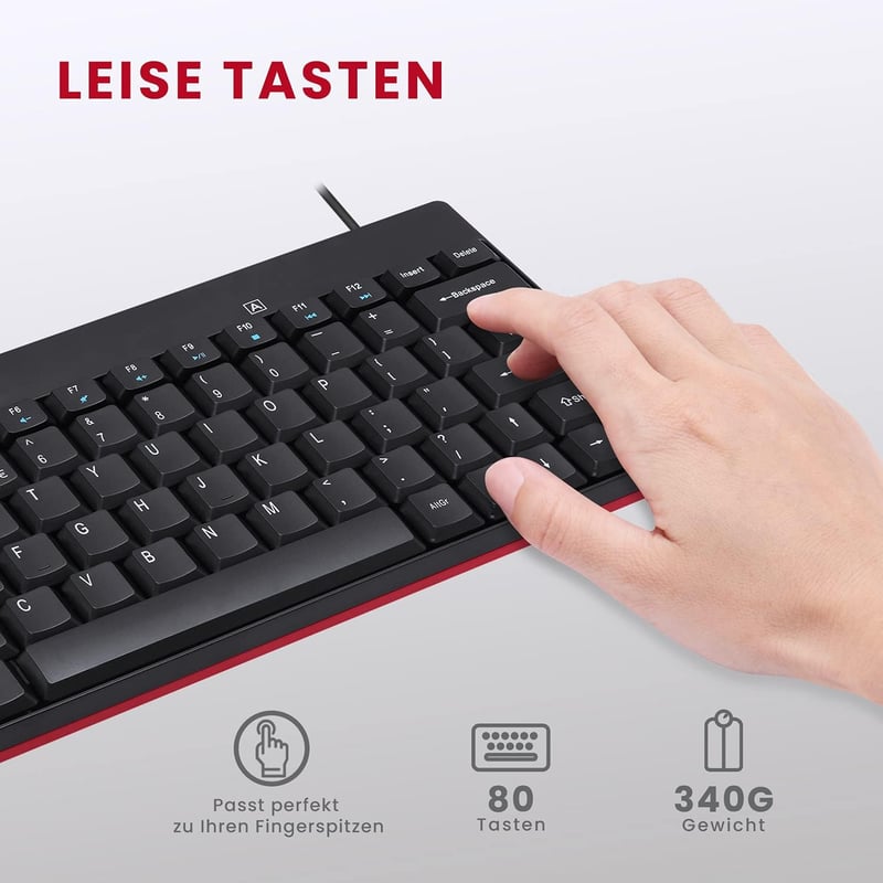 Perixx PERIDUO-212 USB Billentyűzet QWERTZ Német Fekete Piros