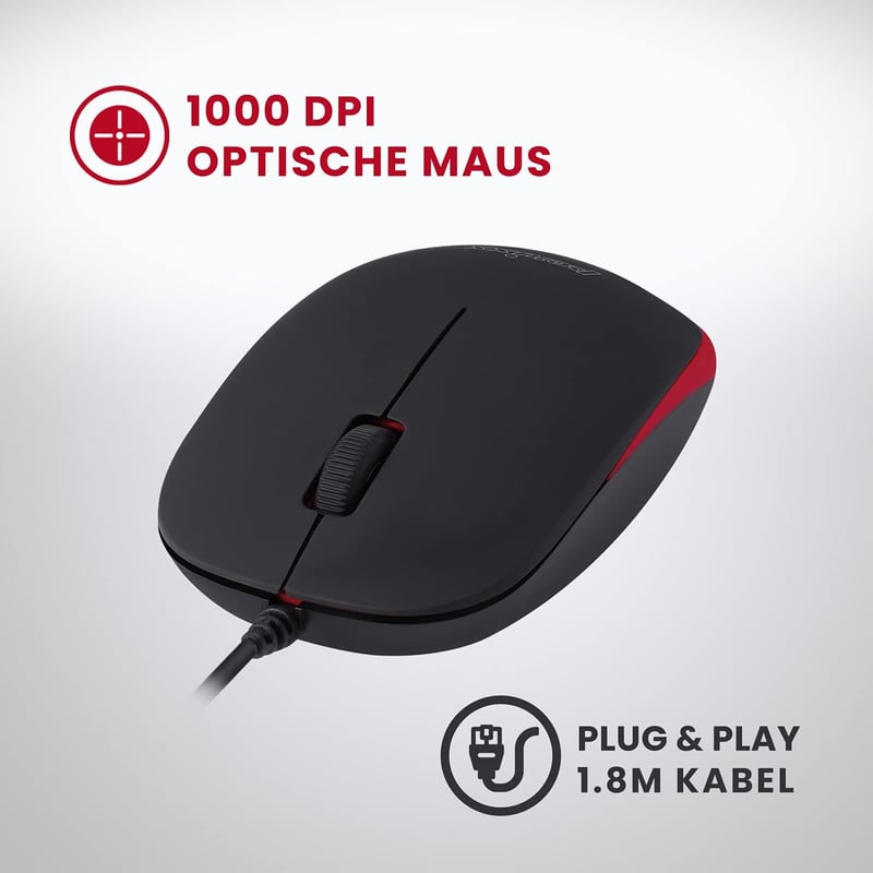 Perixx PERIDUO-212 USB Billentyűzet QWERTZ Német Fekete Piros