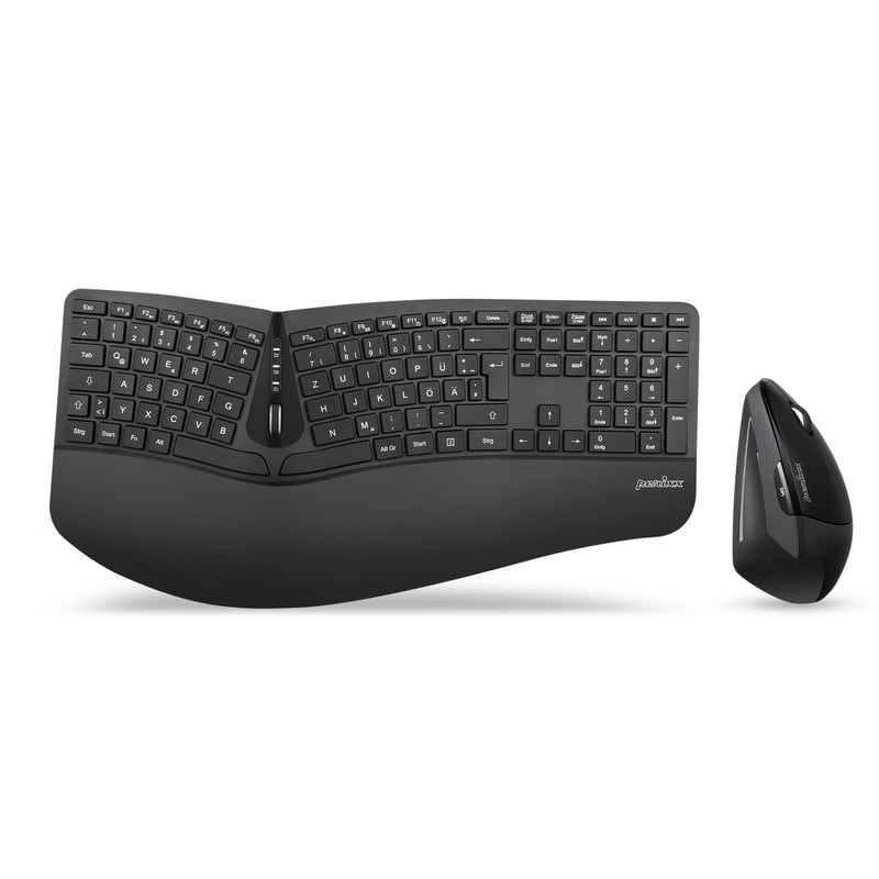 Ergonomická bezdrôtová súprava klávesnice a vertikálnej myši Perixx Periduo-605, QWERTZ, čierna