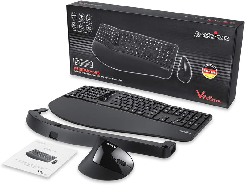 Perixx Periduo-605 Wireless Ergonomikus Billentyűzet és Vertikális Egér Szett QWERTZ