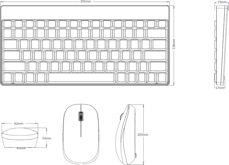 Perixx PERIDUO-712 Vezeték Nélküli Mini Billentyűzet és Egér Szett - Fehér - 2.4G Technológia - 1000 DPI Optikai Egér - Kerek Billentyűk - P