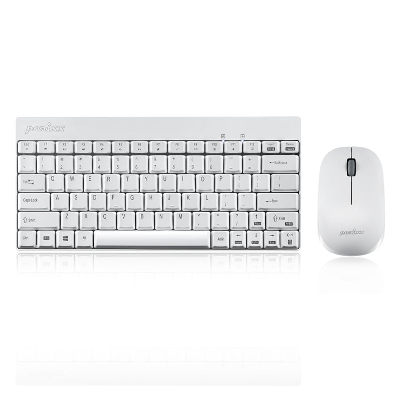 Perixx PERIDUO-712 Bežični Mini Tipkovnica i Miš Set - Bijeli - 2.4G Tehnologija - 1000 DPI Optički Miš - Okrugle Tipke - P