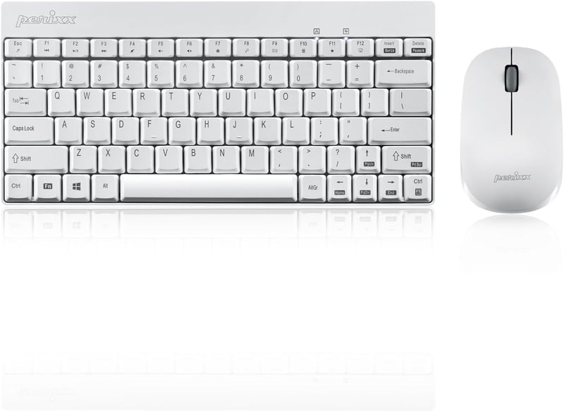 Perixx PERIDUO-712 Vezeték Nélküli Mini Billentyűzet és Egér Szett - Fehér - 2.4G Technológia - 1000 DPI Optikai Egér - Kerek Billentyűk - P