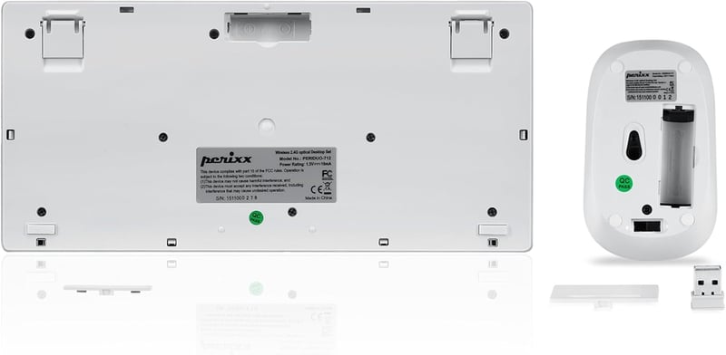 Perixx PERIDUO-712 Vezeték Nélküli Mini Billentyűzet és Egér Szett - Fehér - 2.4G Technológia - 1000 DPI Optikai Egér - Kerek Billentyűk - P