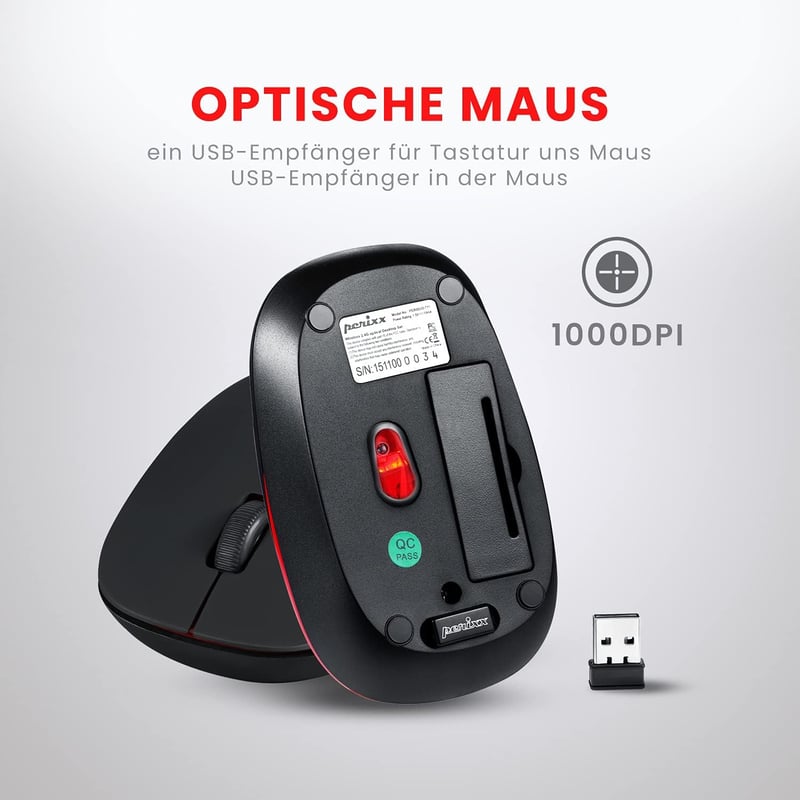 Perixx Periduo-712 Wireless Billentyűzet és Egér Szett QWERTZ Fekete
